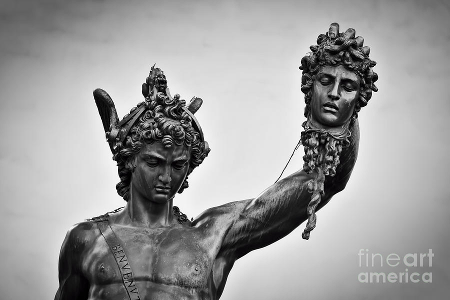 Ancient style sculpture of Perseus with the Head of Medusa in Loggia dei Lanzi in Florence, Italy Photograph by Michal Bednarek
