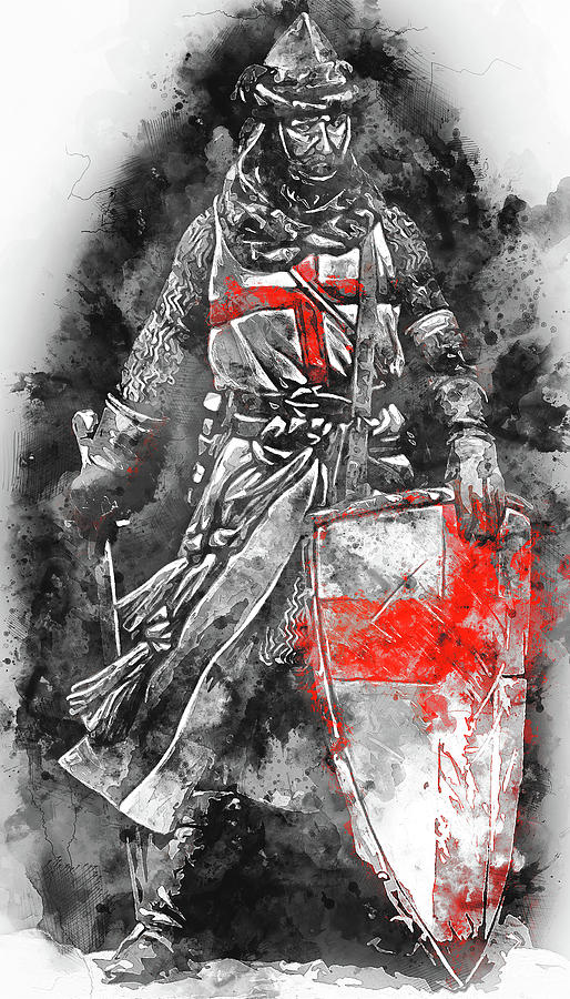 Ancient Templar Knight - Watercolor 05 Painting by AM FineArtPrints