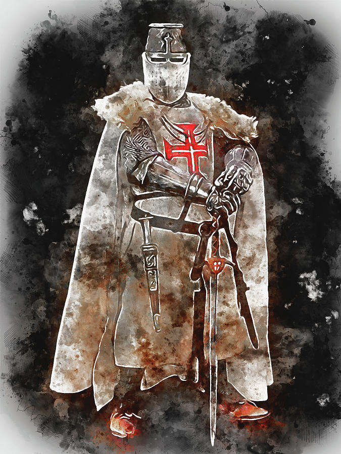 Ancient Templar Knight - Watercolor 08 Photograph by AM FineArtPrints
