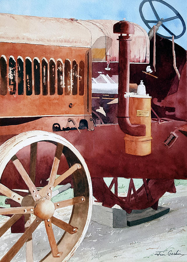 Ancient Tractor Painting by Jim Gerkin