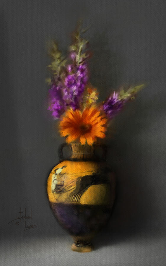 Greek Digital Art - Ancient Vase and Flowers by Stephen Lucas