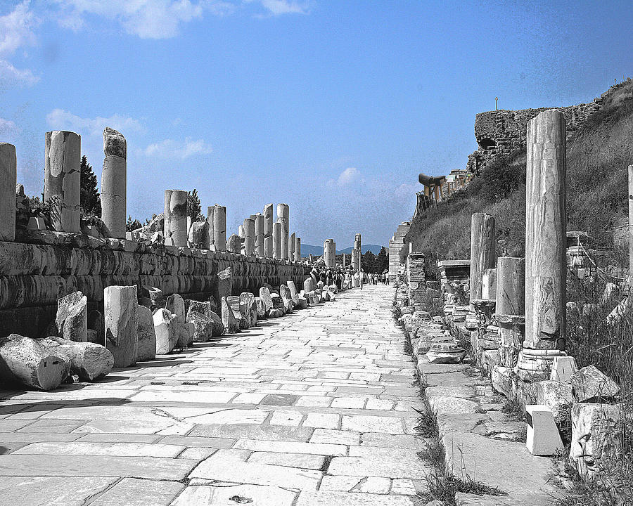 Turkey Photograph - Ancient Walkway in Ephesus Turkey by Jim Kuhlmann