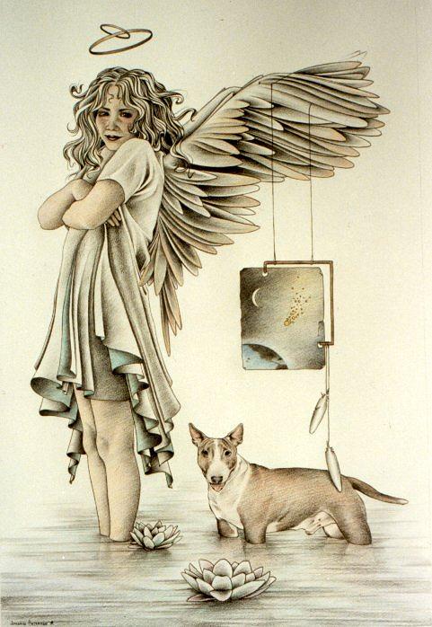 And Dogs and Angels follow right behind Drawing by Johanna Pieterman