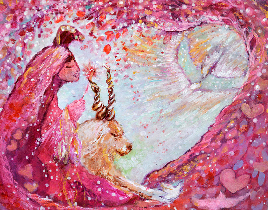 And It Came To Pass She Met Her Hawthorn Berry King Painting by Ashleigh Dyan Bayer