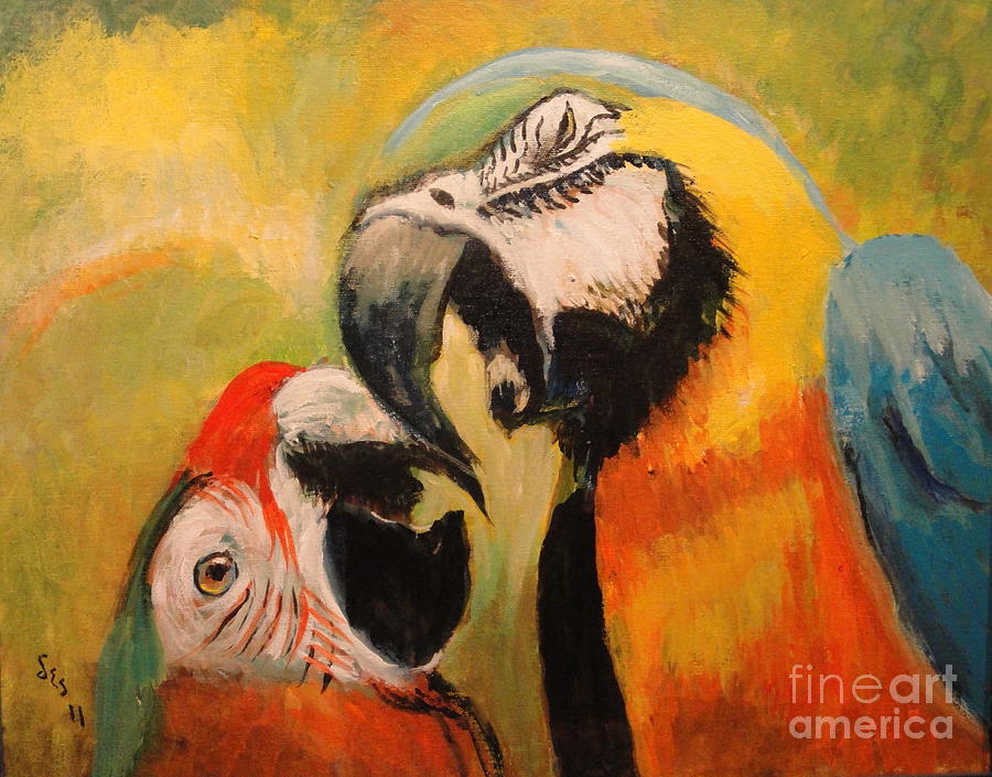Parrot Painting - And So I Said by Les Smith