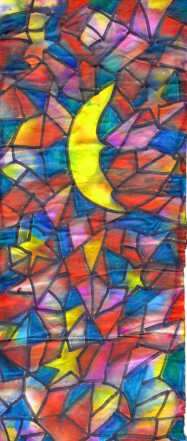 Abstract Painting - And The Moon At Night 2 by Wayne Potrafka