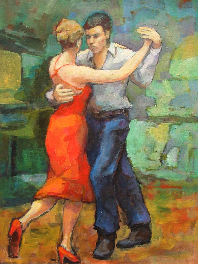 Tango Painting - and they dance a Tango by Johannes Strieder