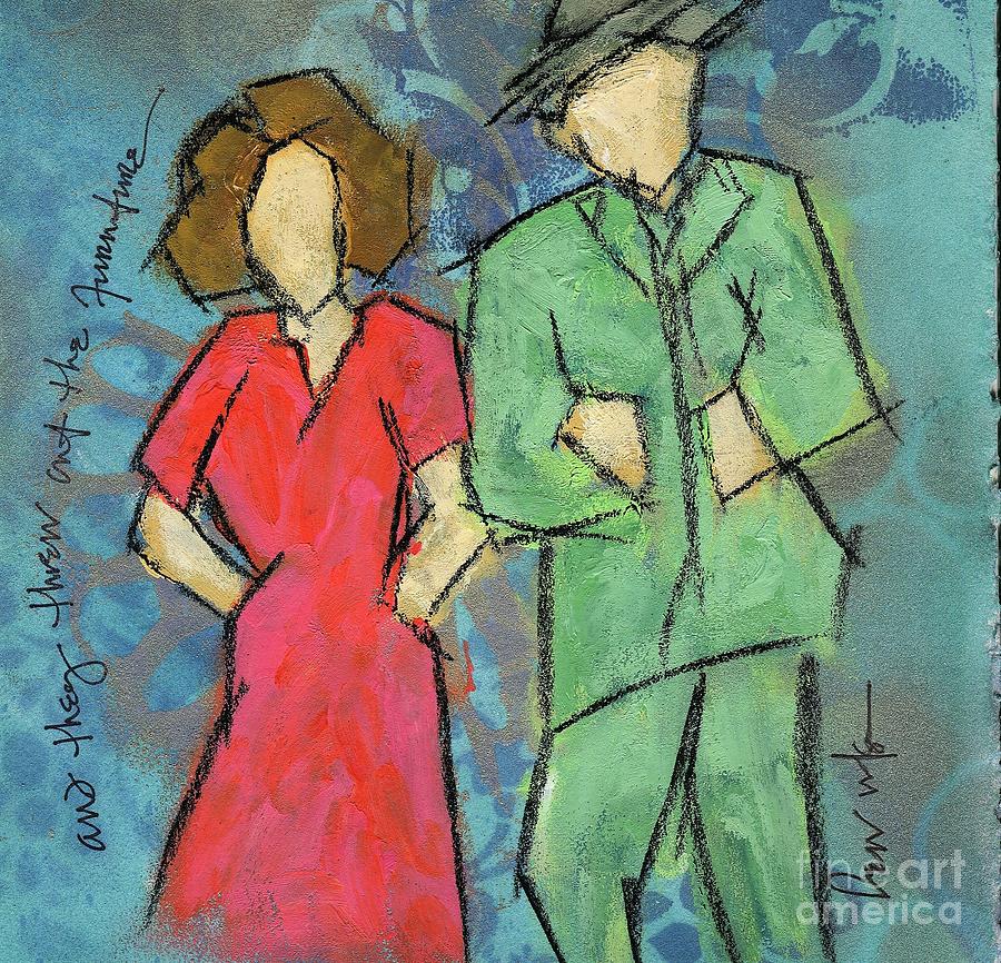 Couple Painting - And They Threw Out The Furniture by Hew Wilson