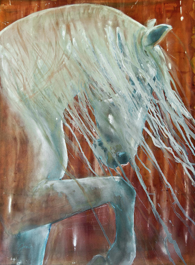 Andalusian Stallion Less Blue Painting by Jani Freimann