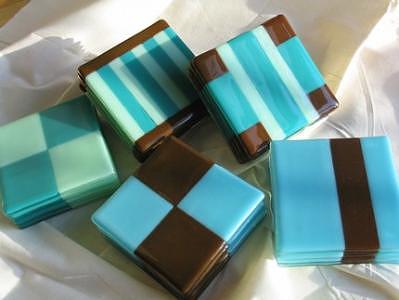 Fused Glass Glass Art - Andes Mints by Sarah Merrion Fused Glass Glass Art - Andes Mints by Sarah Merrion