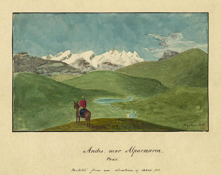 Andes near Alparmarca. Peru Drawing by Alfred Thomas Agate