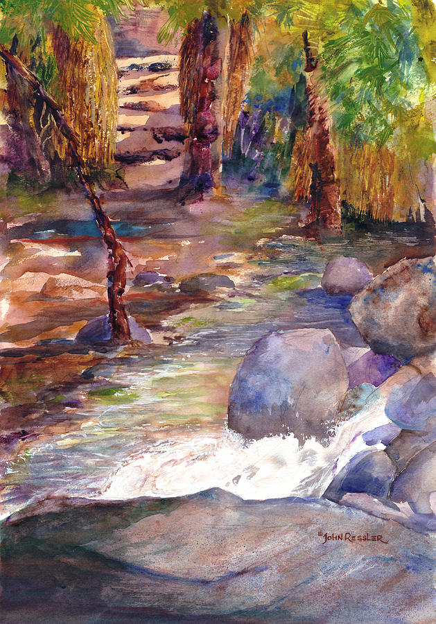 Andreas Canyon Steps Painting by John Ressler