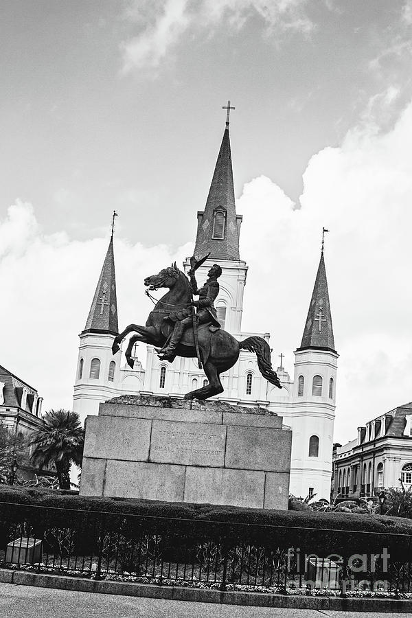 Andrew Jackson - Jackson Square New Orleans BW Photograph by Scott Pellegrin