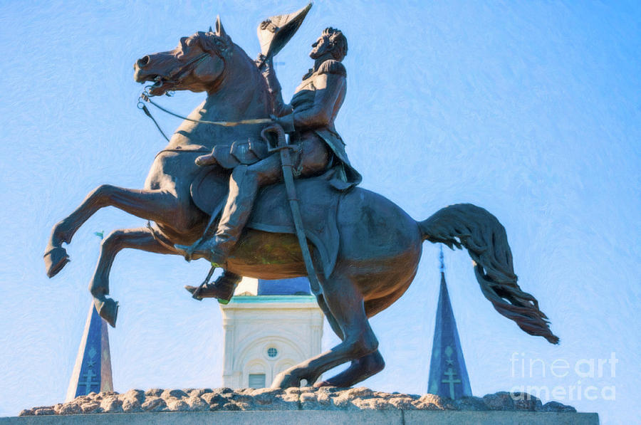 Andrew Jackson Statue - Nola- Impasto Photograph by Kathleen K Parker