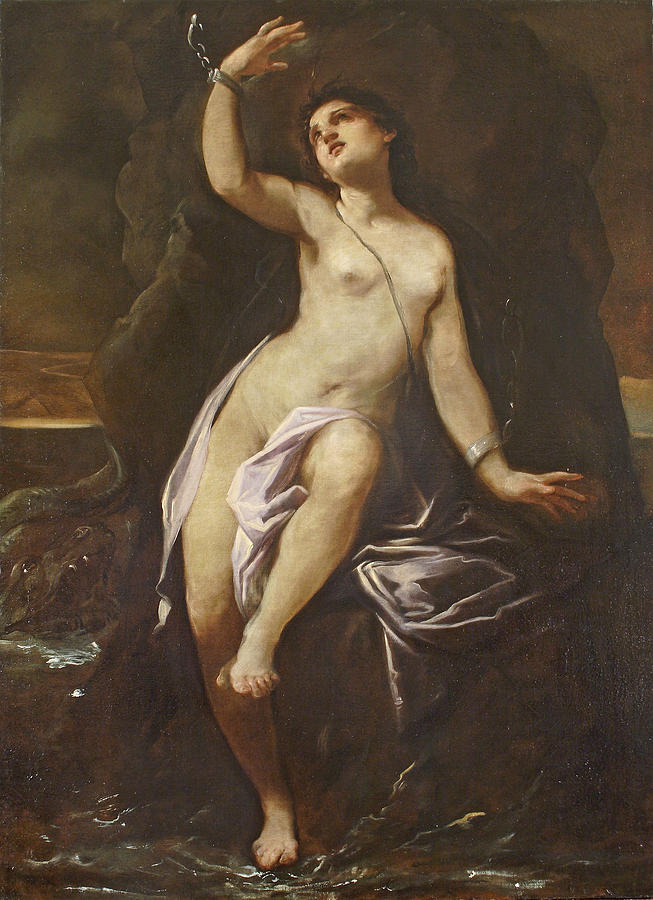 Andromeda chained to the rocks Painting by Giovanni Antonio Burrini