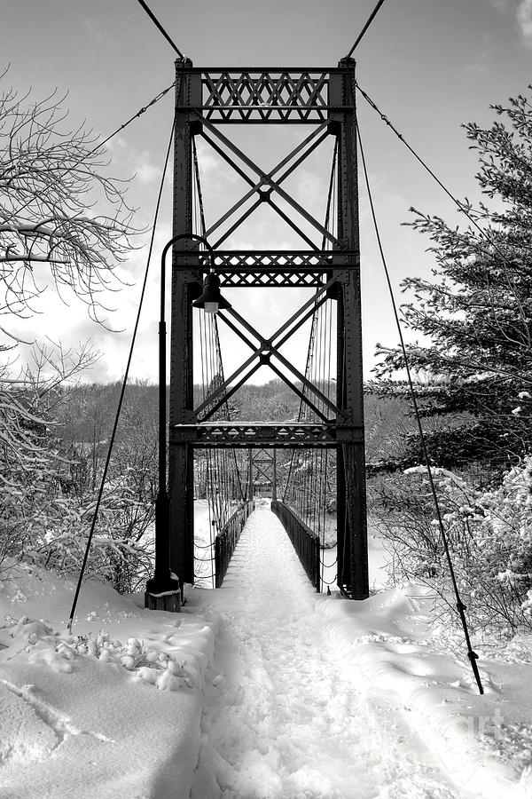 Androscoggin Swinging Bridge in Winter Photograph by Olivier Le Queinec