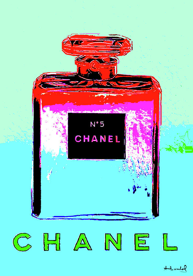 Andy Warhol's, Chanel No 5, Paris, Eau De Parfum . Cool Blue Background ...