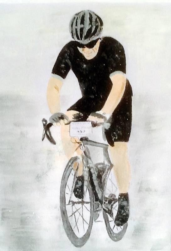 Andy in rally Painting by Audrey Pollitt