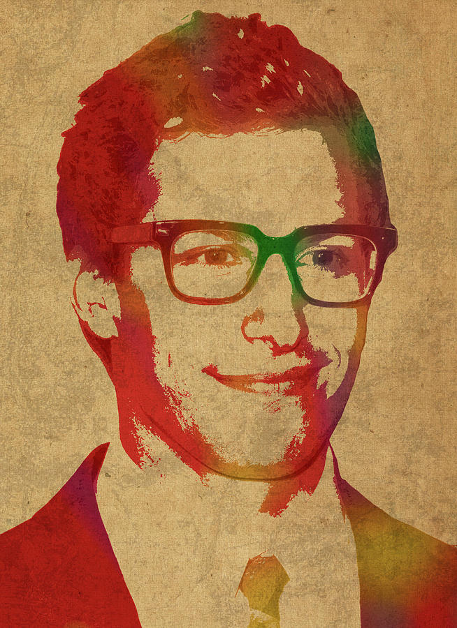 Andy Samberg Comedian Actor Watercolor Portrait on Canvas Mixed Media ...