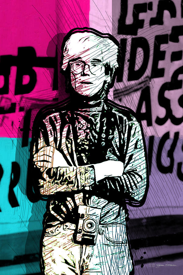 Andy Warhol with Camera - Tribute No. 1 Digital Art by Serge Averbukh
