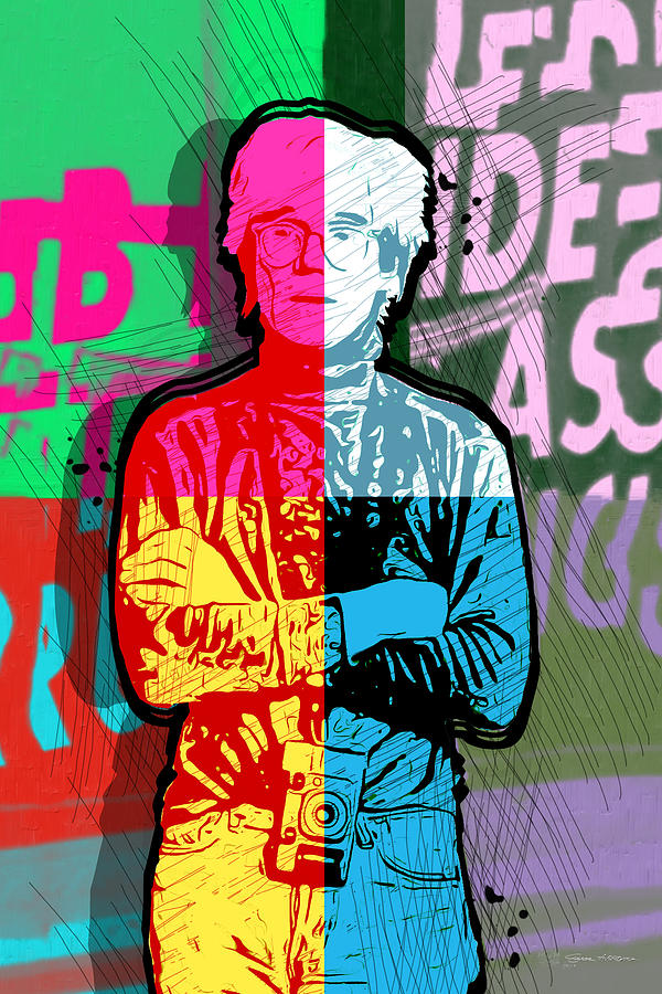 Andy Warhol with Camera - Tribute No. 2 Digital Art by Serge Averbukh