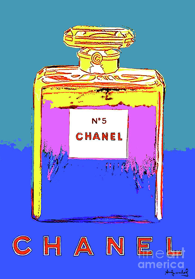 Coco Chanel Mixed Media - Andy Warhols, Chanel No 5, Paris, Eau De Parfum . Warm Blue Background. by Thomas Pollart Coco Chanel Mixed Media - Andy Warhols, Chanel No 5, Paris, Eau De Parfum . Warm Blue Background. by Thomas Pollart