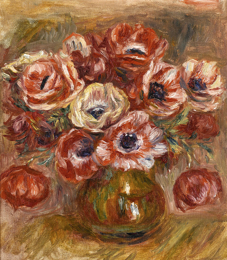 Anemones in a Vase Painting by Pierre-Auguste Renoir
