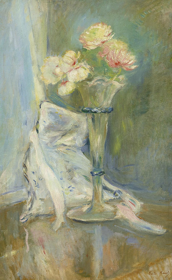 Anemones Roses Painting by Berthe Morisot