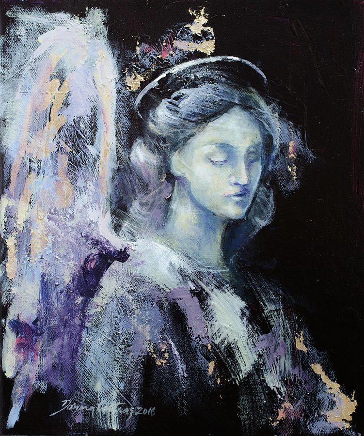 Christmas Painting - Angel 2 by Dorina Costras