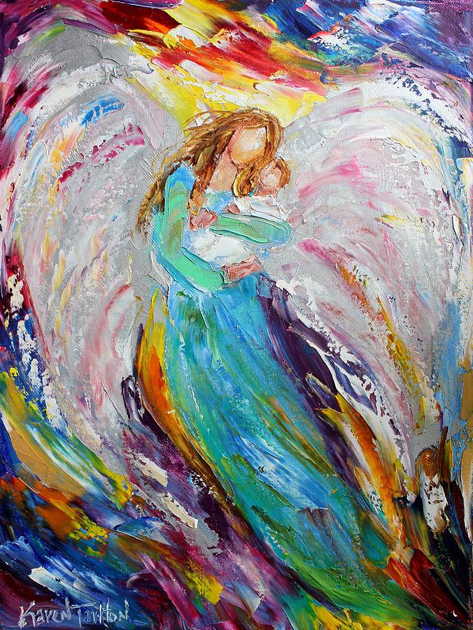 Angel and Baby Painting by Karen Tarlton