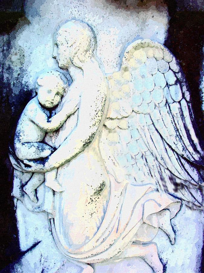 Angel And Child Mixed Media by Mary Morawska
