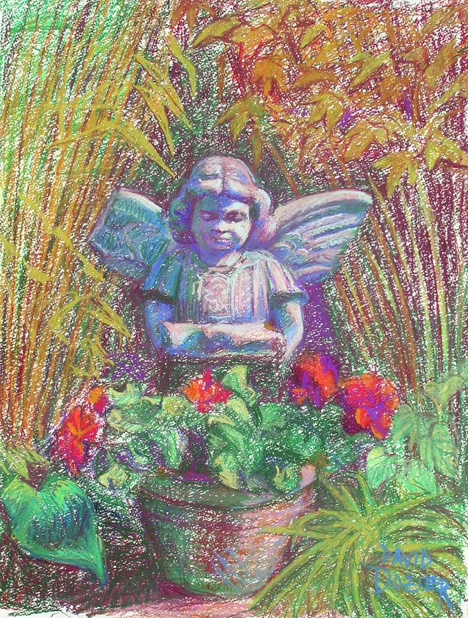 Angel and Geraniums Pastel by David Dozier