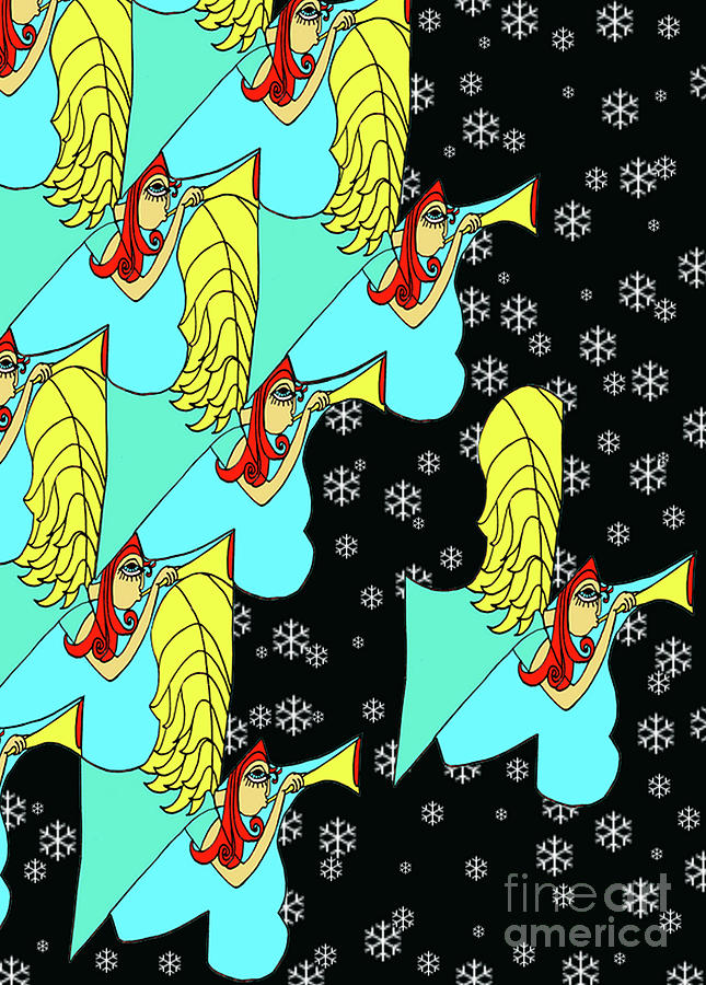 Angel Array With Snowflakes Digital Art by Genevieve Esson
