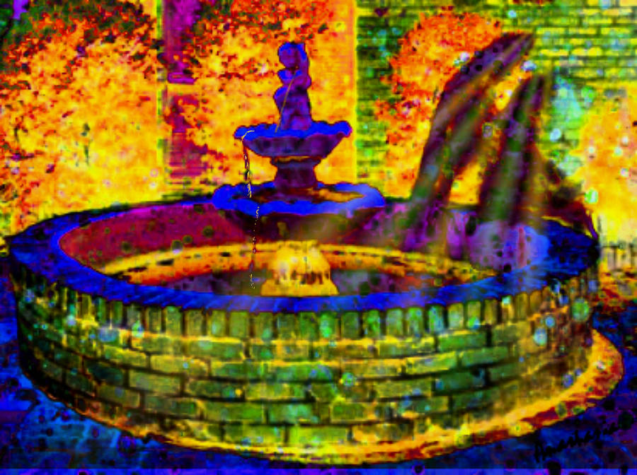 Angel at the Fountain Digital Art by Anastasia Savage Ealy