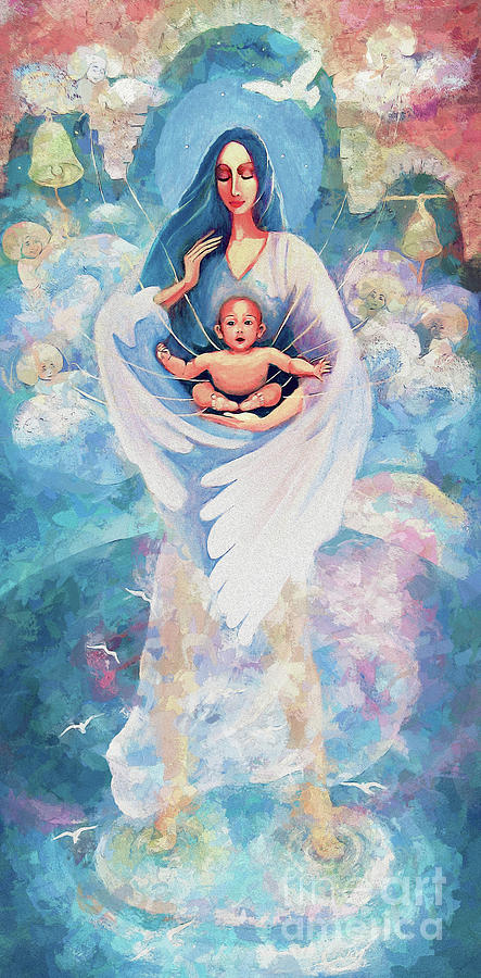 Inspirational Painting - Angel Blessing by Eva Campbell