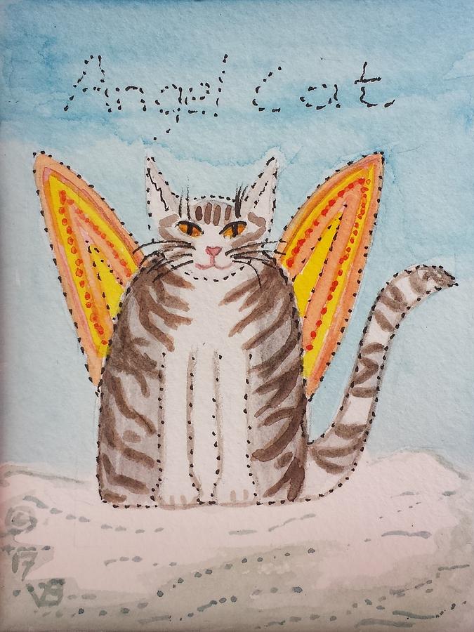 Angel Cat Painting by Vera Smith