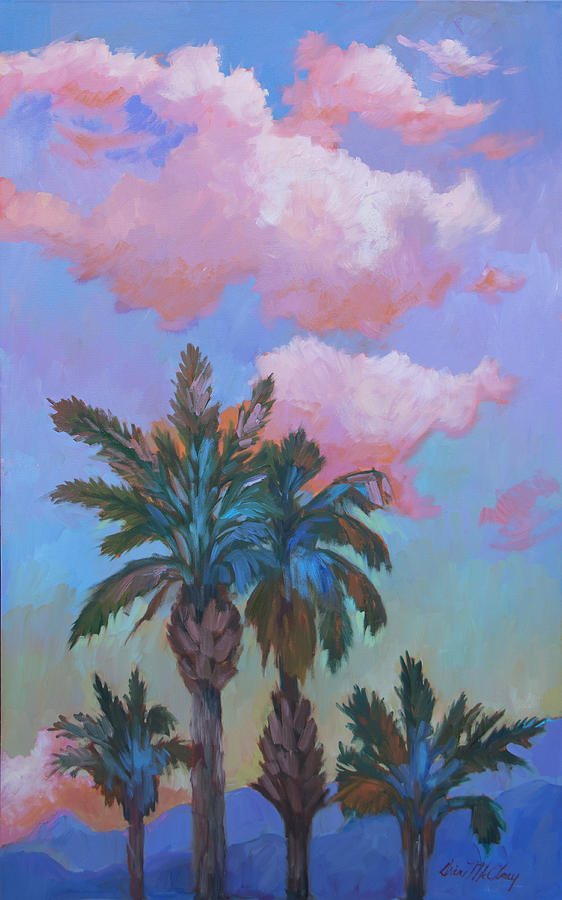 Mountain Painting - Angel Clouds and Palms by Diane McClary