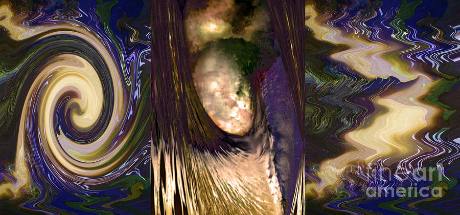 Fantasy Mixed Media - Angel decending from skies with Power n lightening abstract concept art buy prints or download jpg f by Navin Joshi