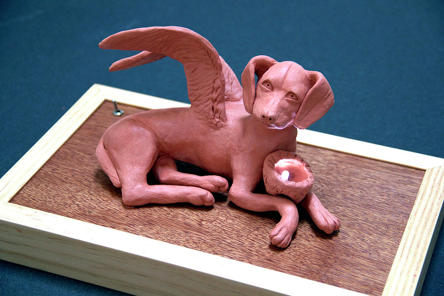 Angel dog Sculpture by Yelena Rubin
