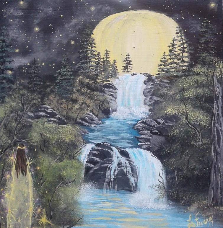 Waterfall Painting - Angel Falls by Lori Lafevers