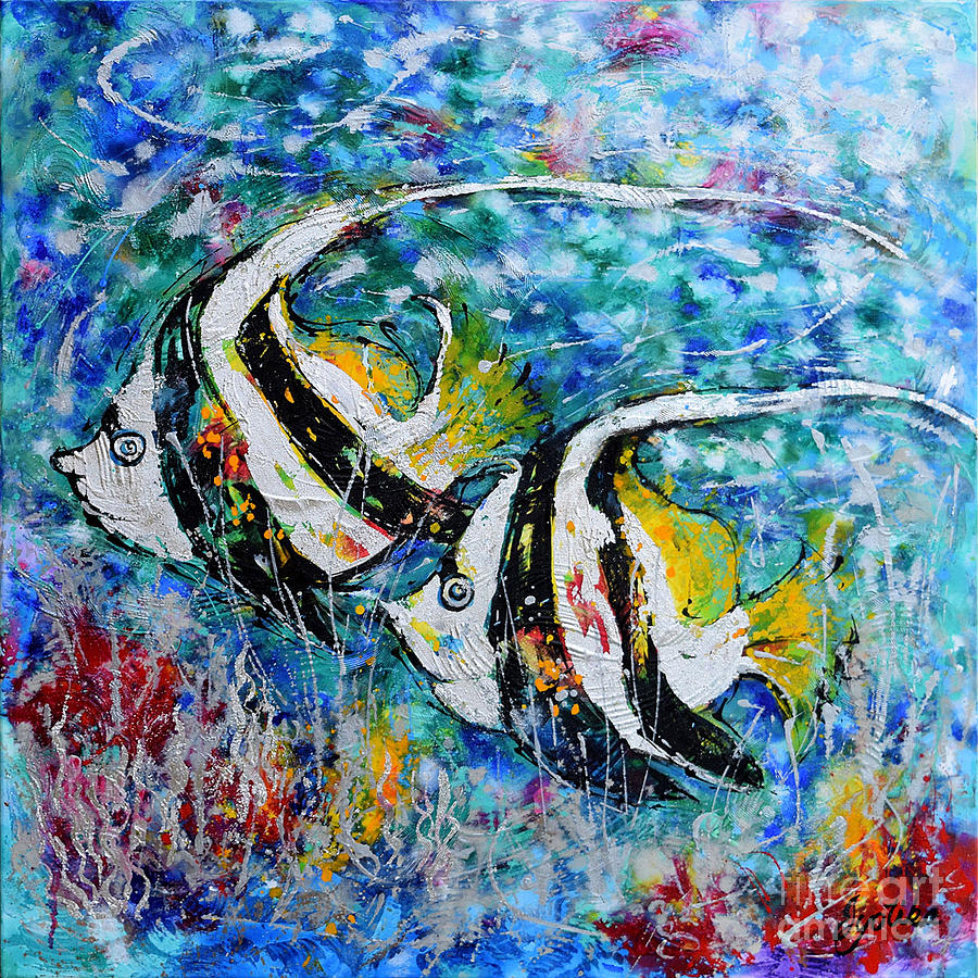 Angel Fish Painting by Jyotika Shroff