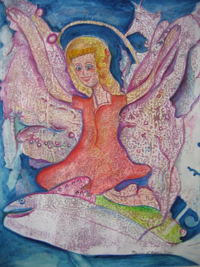 Angel Fish Painting by Marlene Robbins