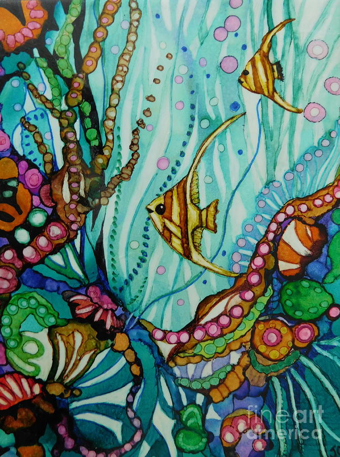 Angel Fish on Parade Painting by Joan Clear