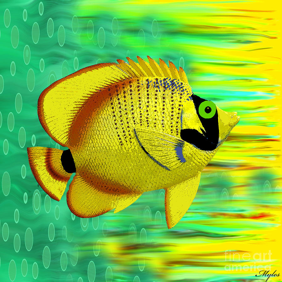 Angel Fish Yellow Painting by Saundra Myles