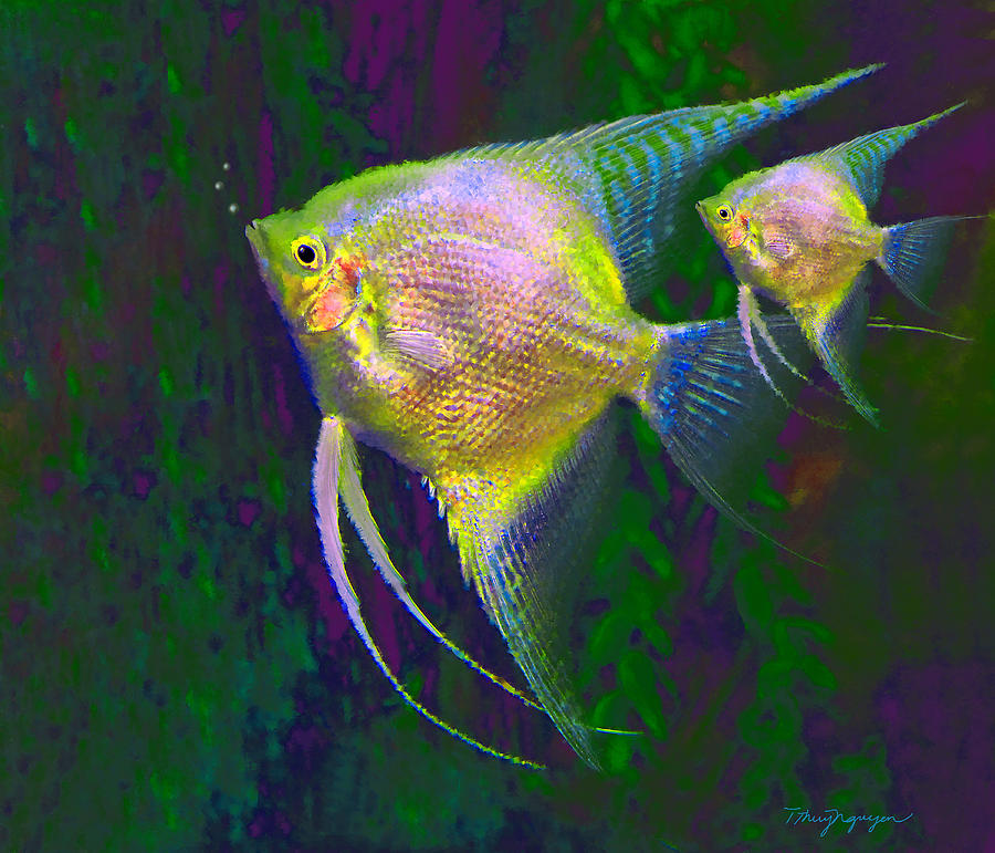 Angel fishes  Digital Art by Thanh Thuy Nguyen
