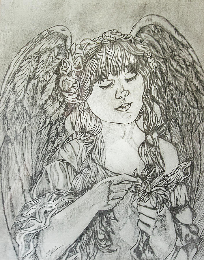 Angel Girl Drawing by Breat Johnson - Fine Art America