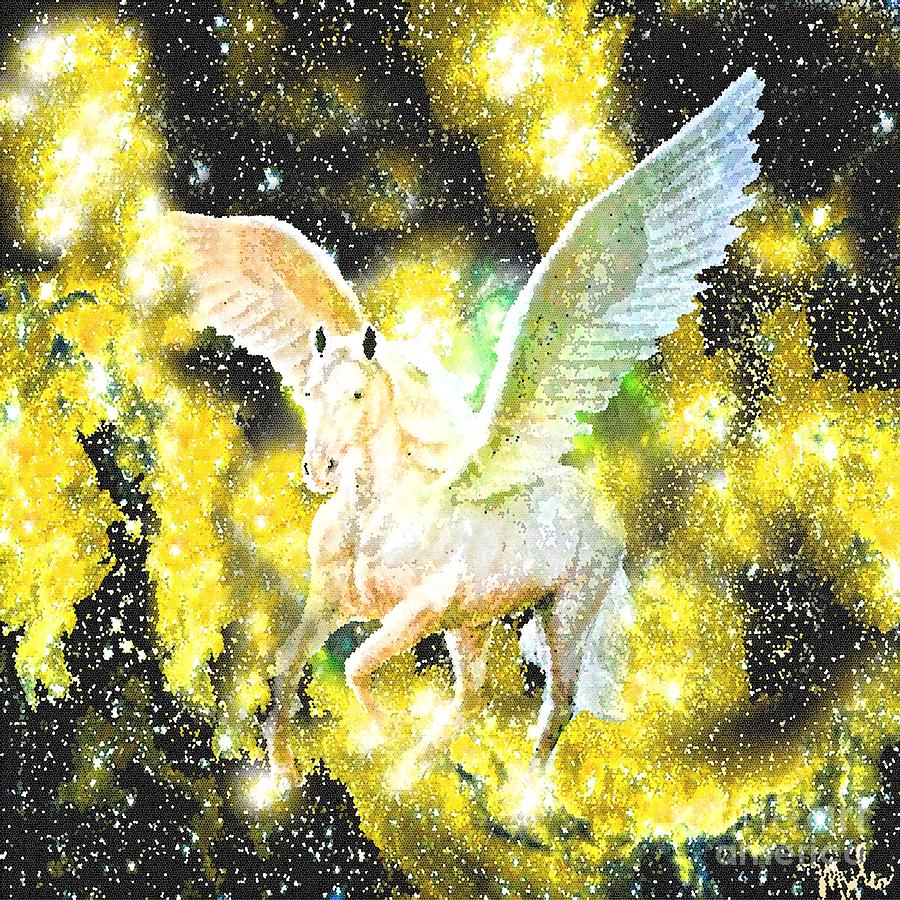 Angel Horse Dream Mosaic Painting by Saundra Myles