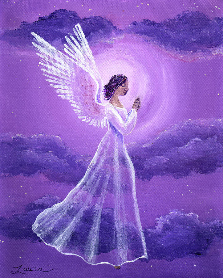 Angel in Amethyst Moonlight Painting by Laura Iverson