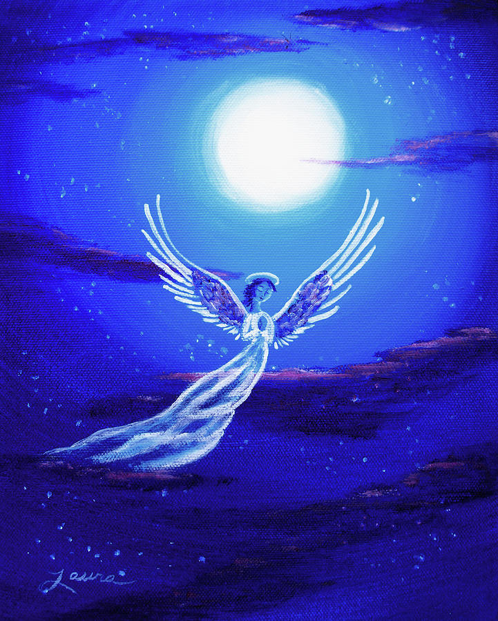 Angel Painting - Angel in Blue Starlight by Laura Iverson