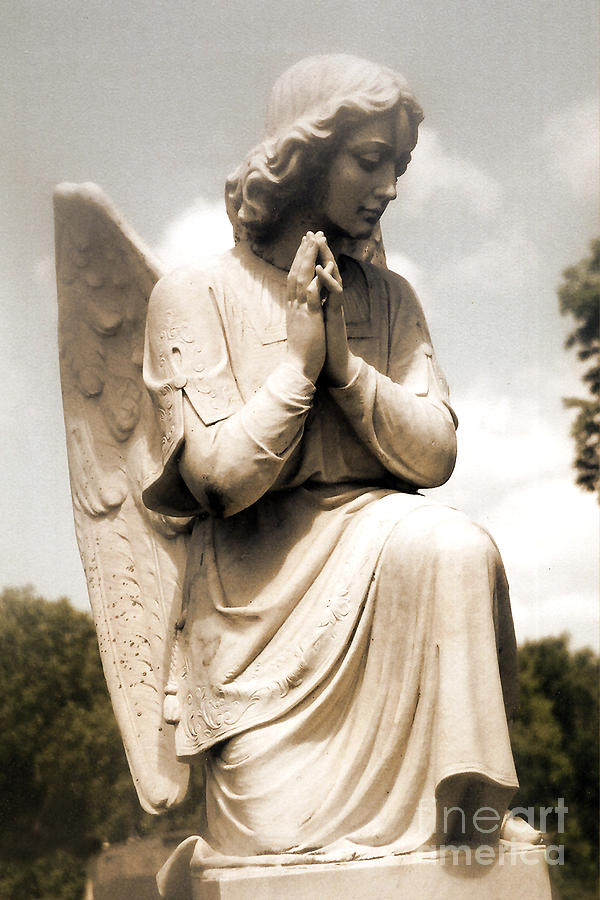 Angel In Prayer Kneeling Guardian Angel Of Compassion Photograph By